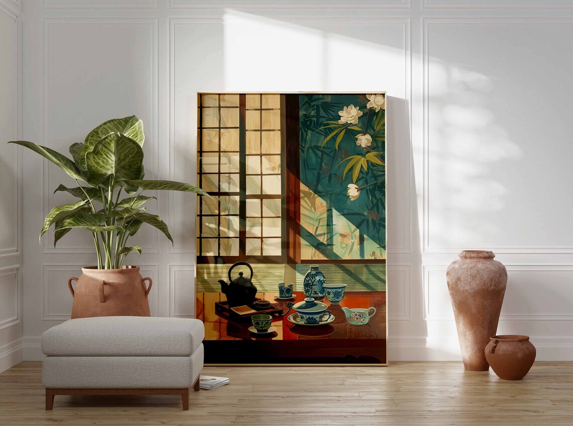 Traditional Japanese Tea House Art Print, Oriental Decor - Image 3