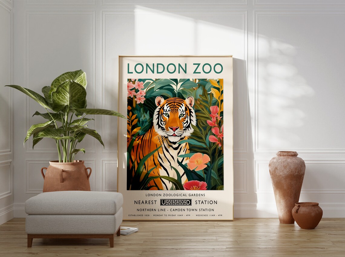 London Zoo Tiger Print, Vintage Zoo Poster - Image 2