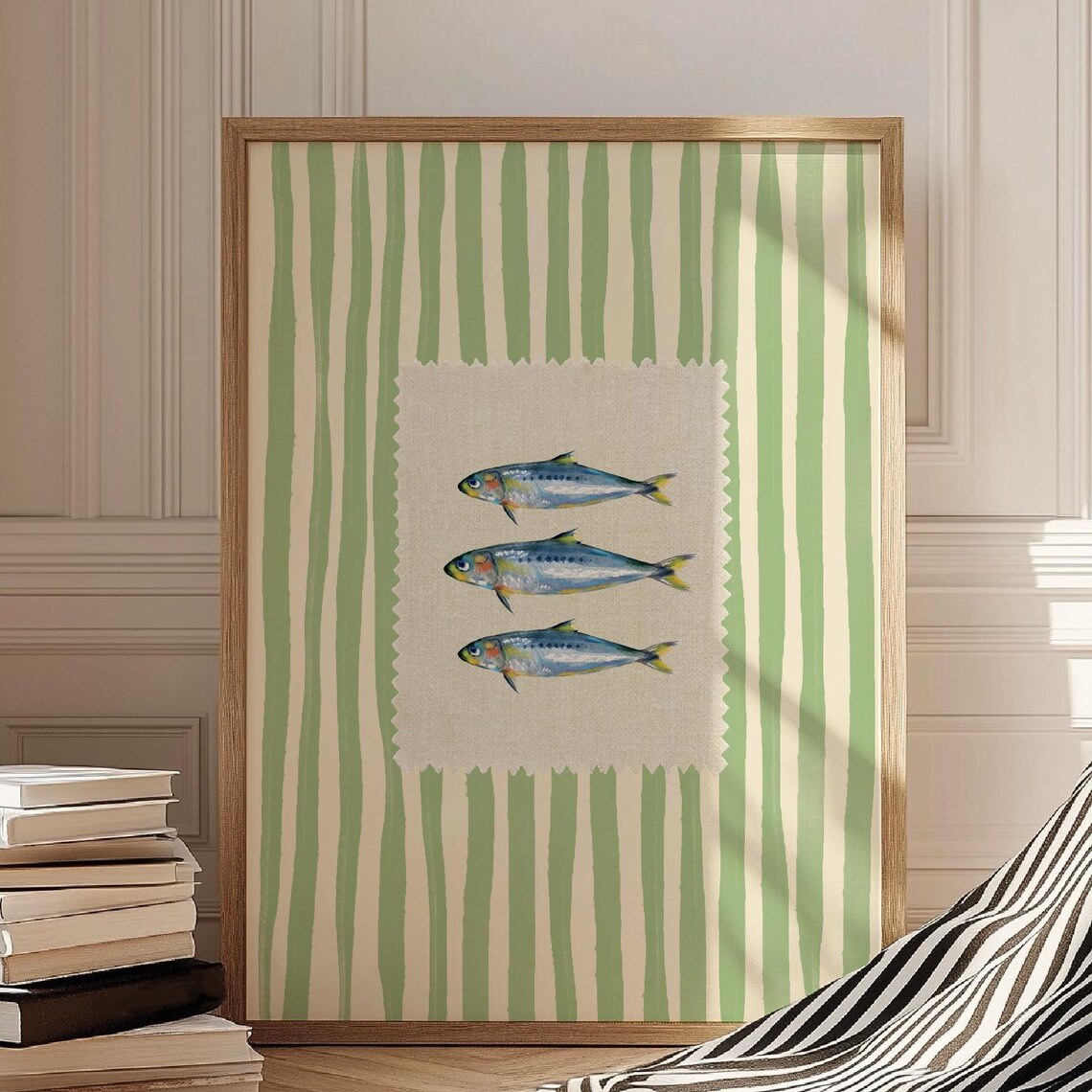 Vintage Sardines Kitchen Wall Art, Retro Food Print