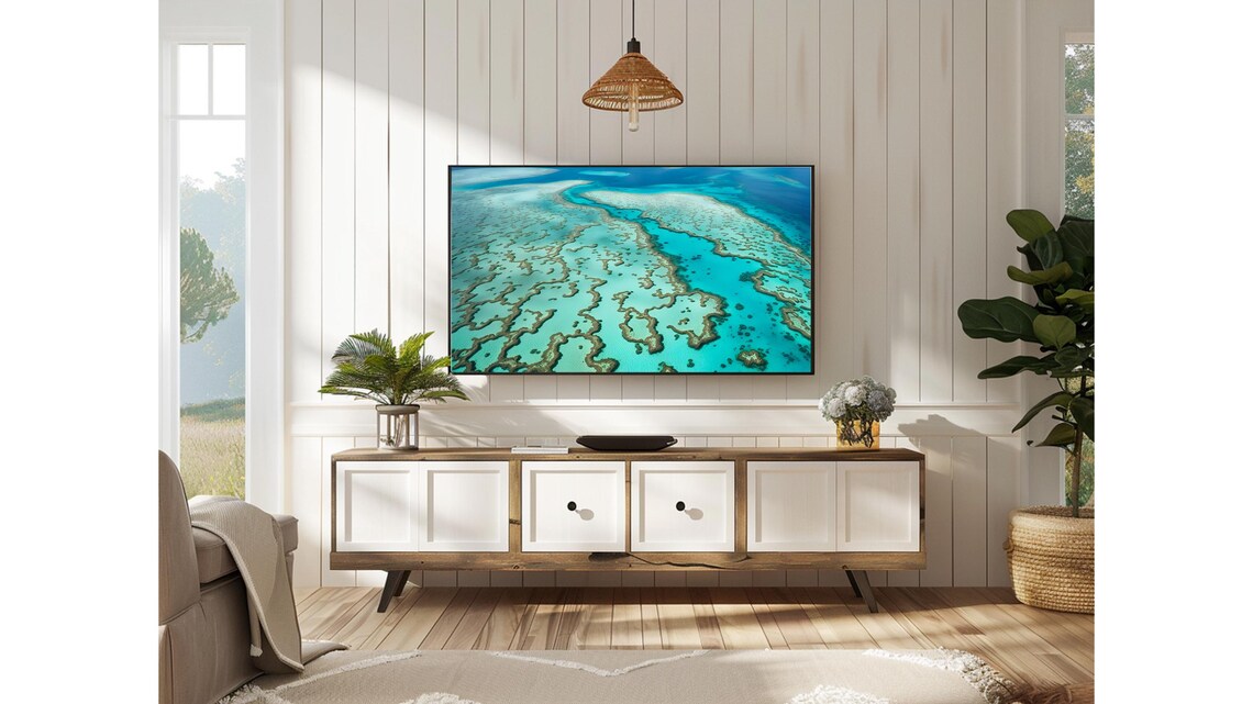 Coral Reef Aerial View Turquoise Ocean Drone Photo Frame TV Poster - Image 4