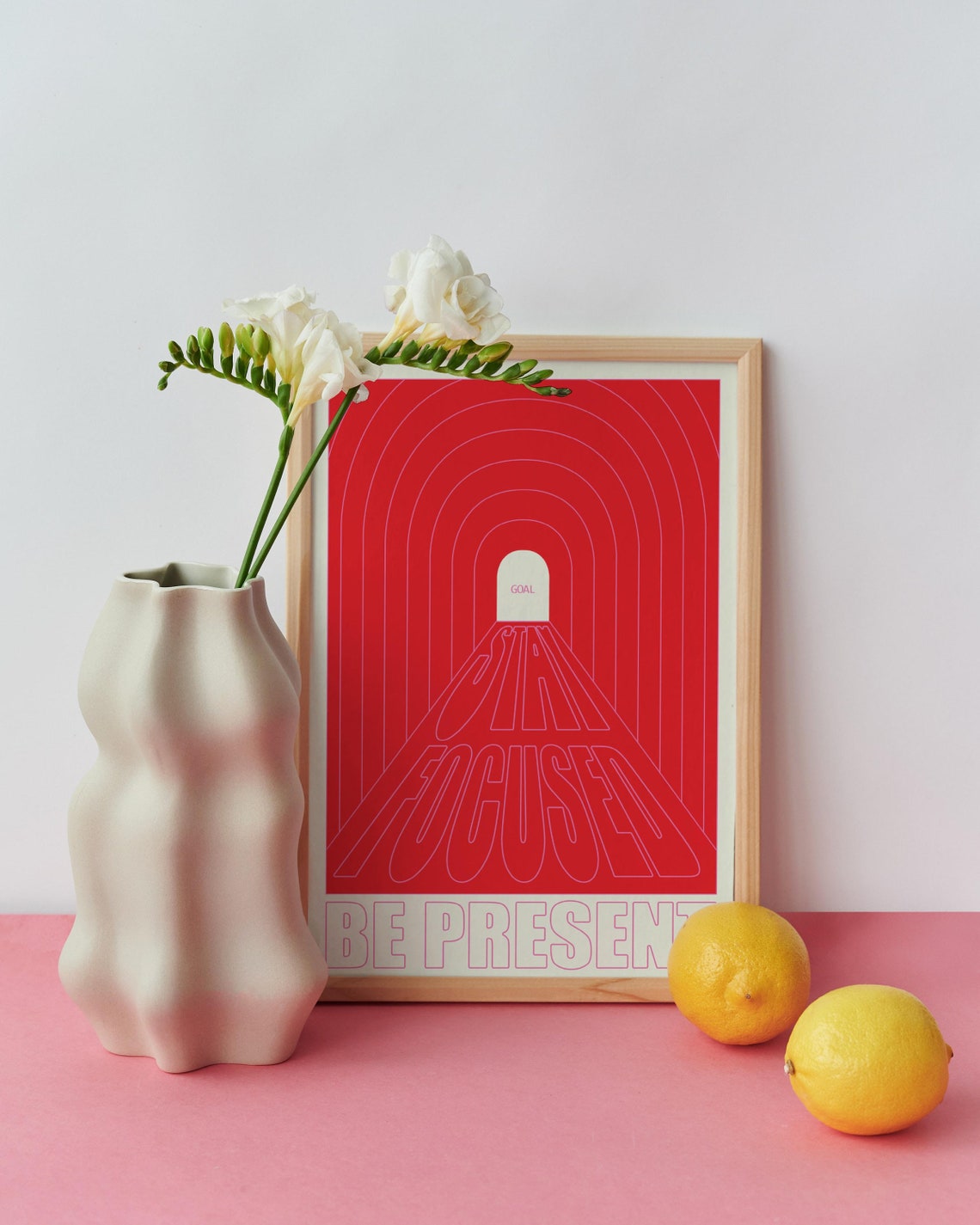 Stay Focused Be Present Bold Red Arch Tunnel Typography Quote Poster - Image 2