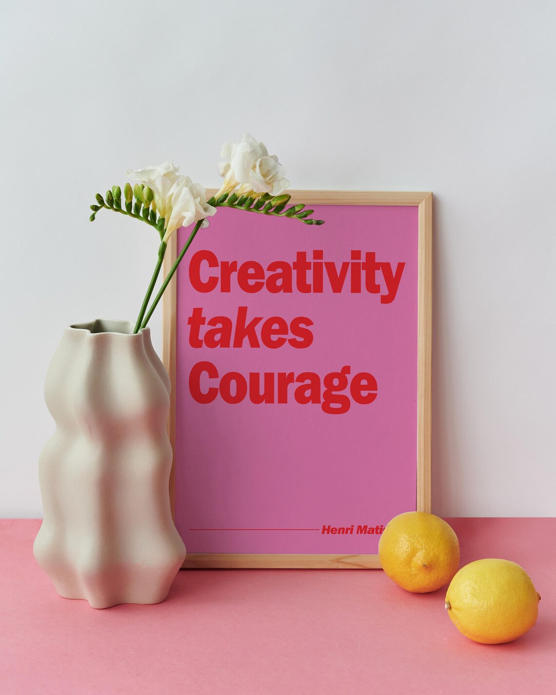 Creativity Takes Courage Henri Matisse Pink Motivational Quote Poster - Image 2