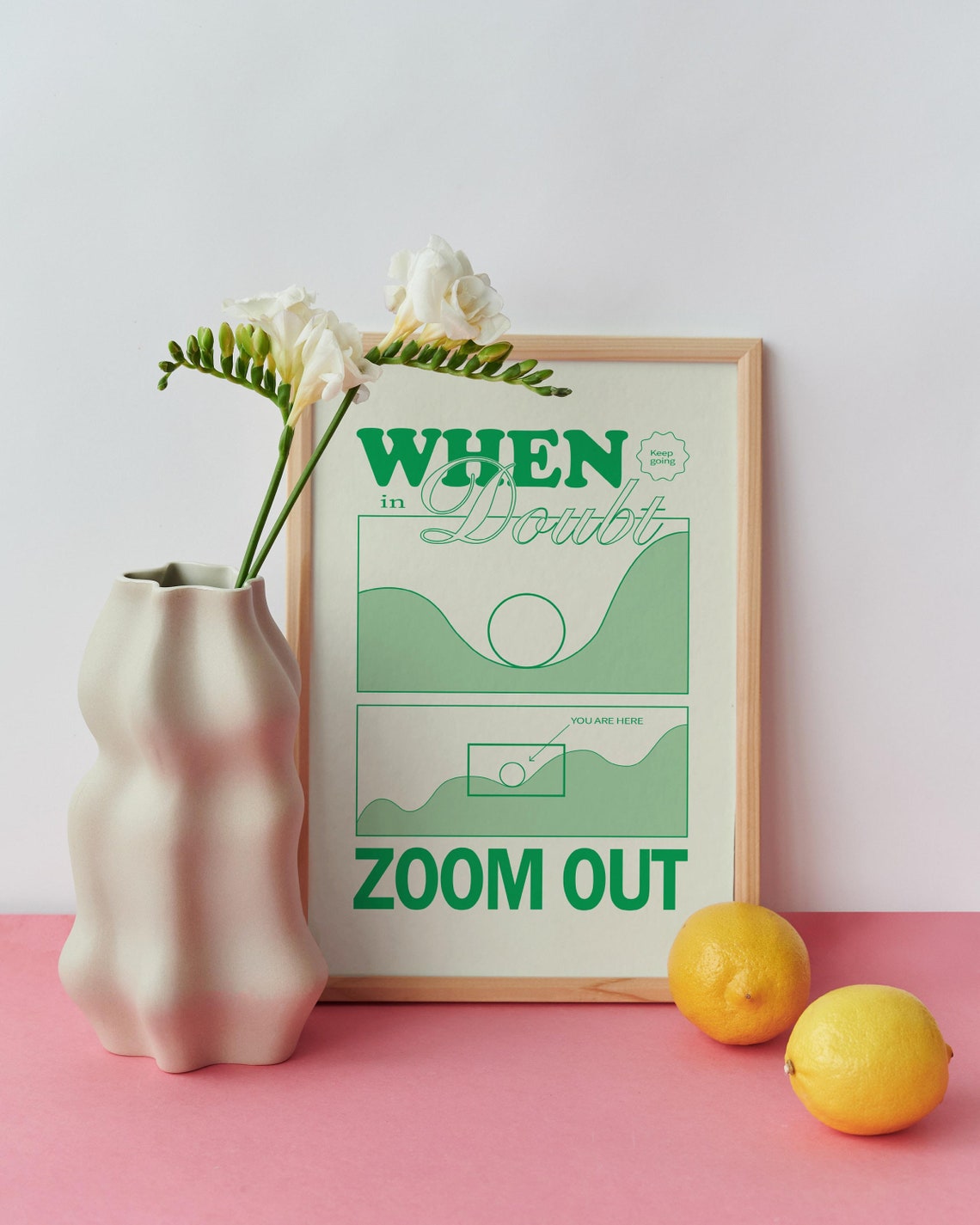 When in Doubt Zoom Out Green Retro Motivational Quote Poster - Image 2