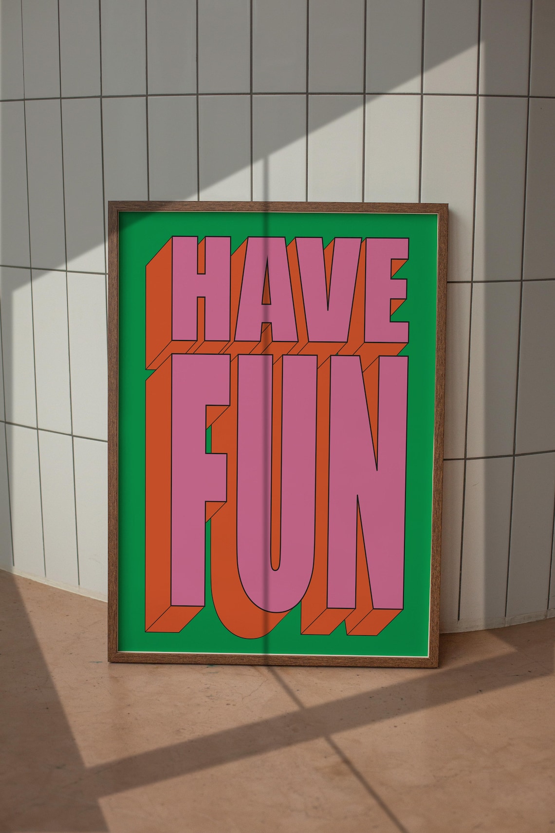 Have Fun Typography Retro Green Poster, Trendy Decor - Image 5