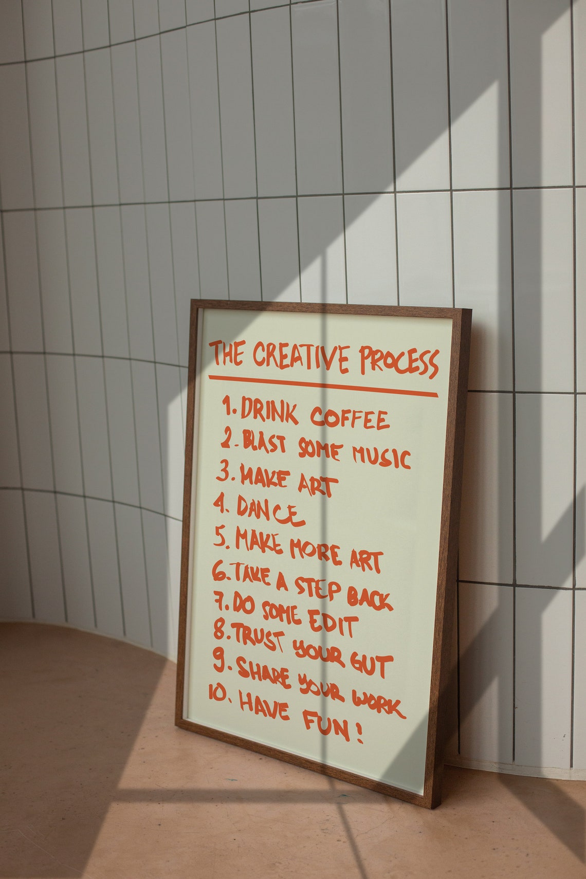 The Creative Process 10 Steps Handwritten Orange Studio Poster - Image 4
