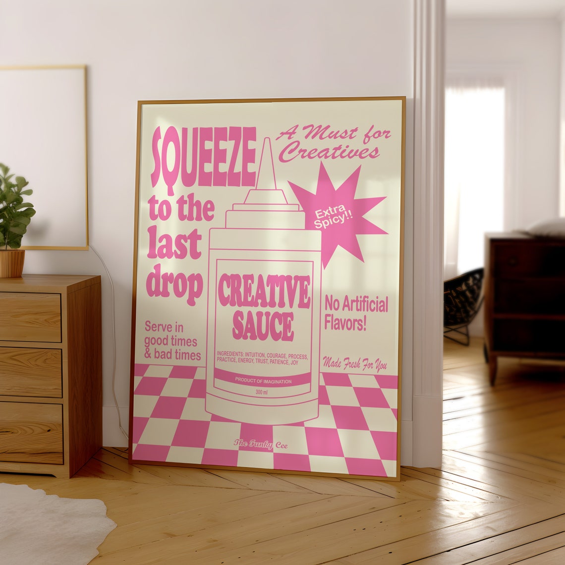 Squeeze Creative Sauce Pink Retro Condiment Ad Style Art Poster - Image 3
