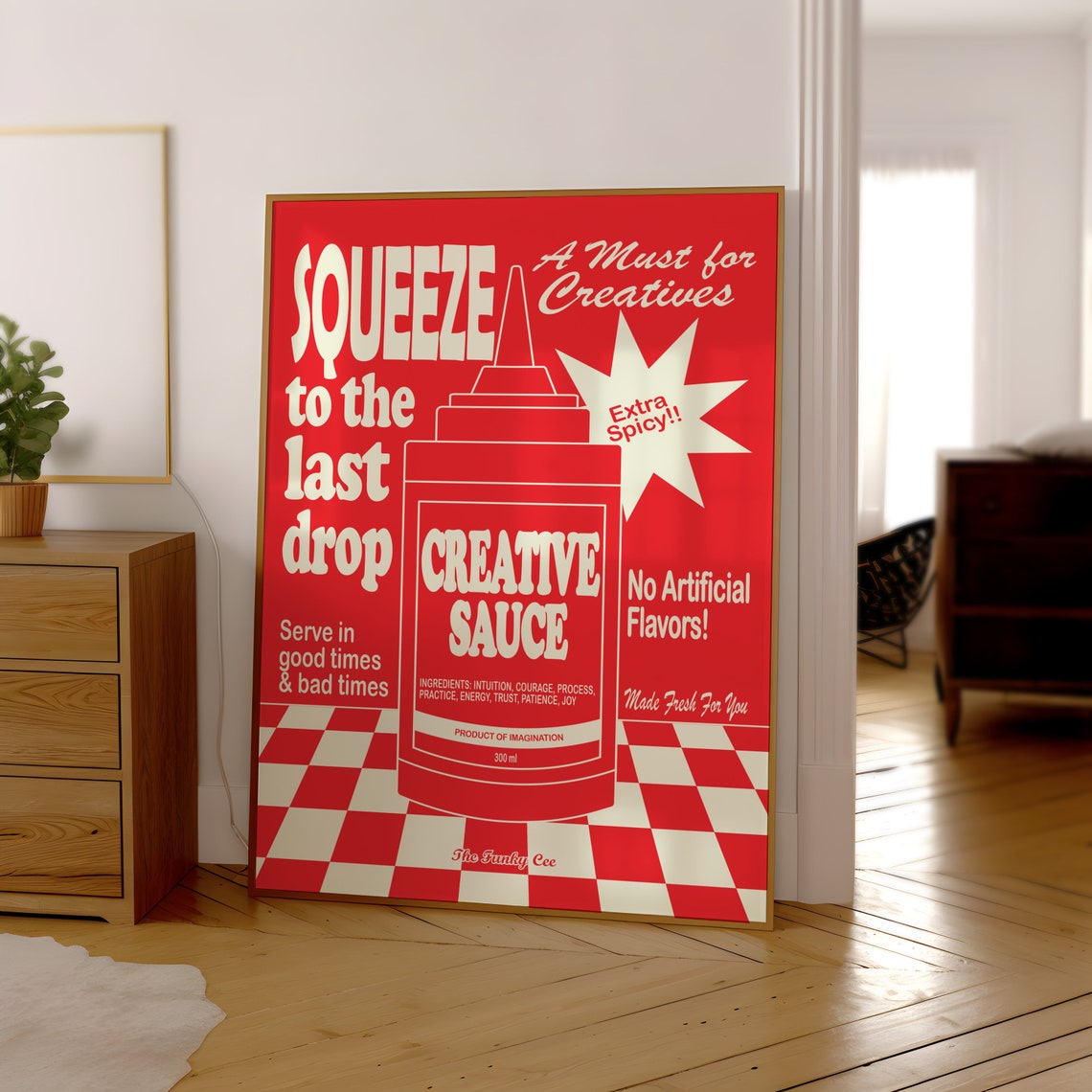 Creative Sauce Squeeze to the Last Drop Retro Red Diner Ad Poster - Image 3