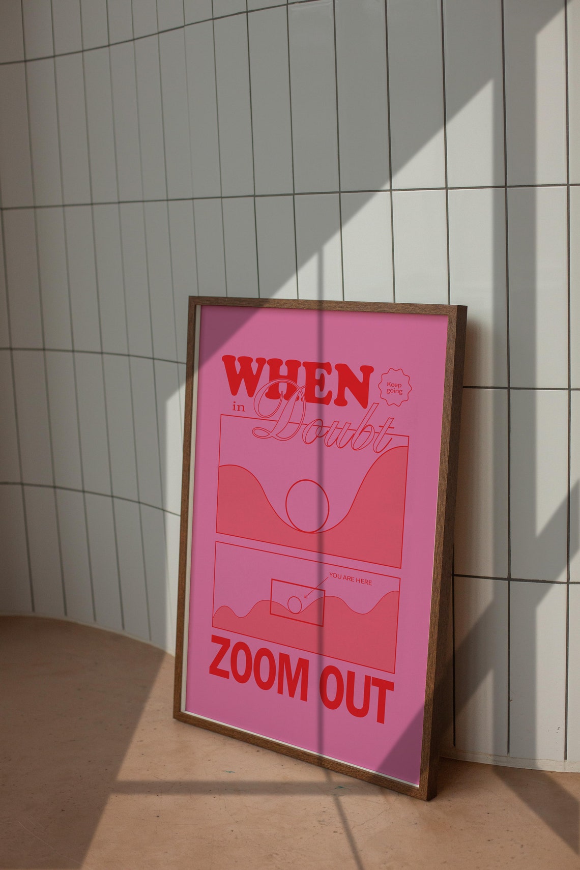 When in Doubt Zoom Out Pink Red Motivational Typography Quote Poster - Image 4