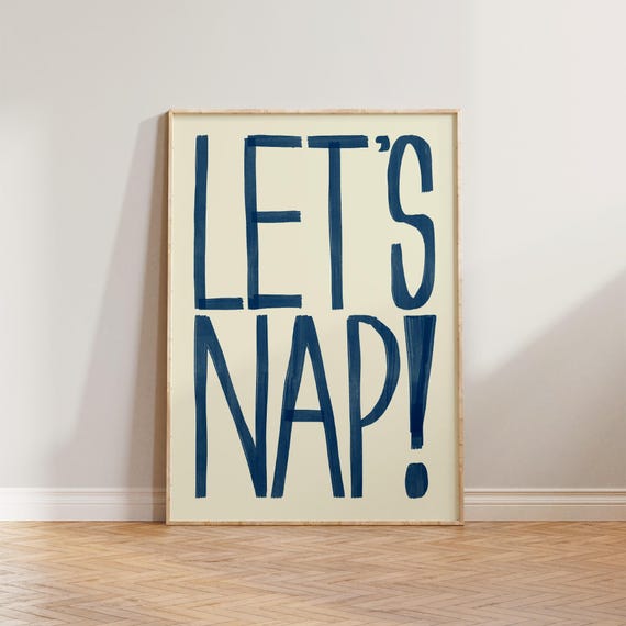 Bedroom Wall Art Prints Bold Typography Lets Nap Print Retro Decor Mid Century Modern Sleep