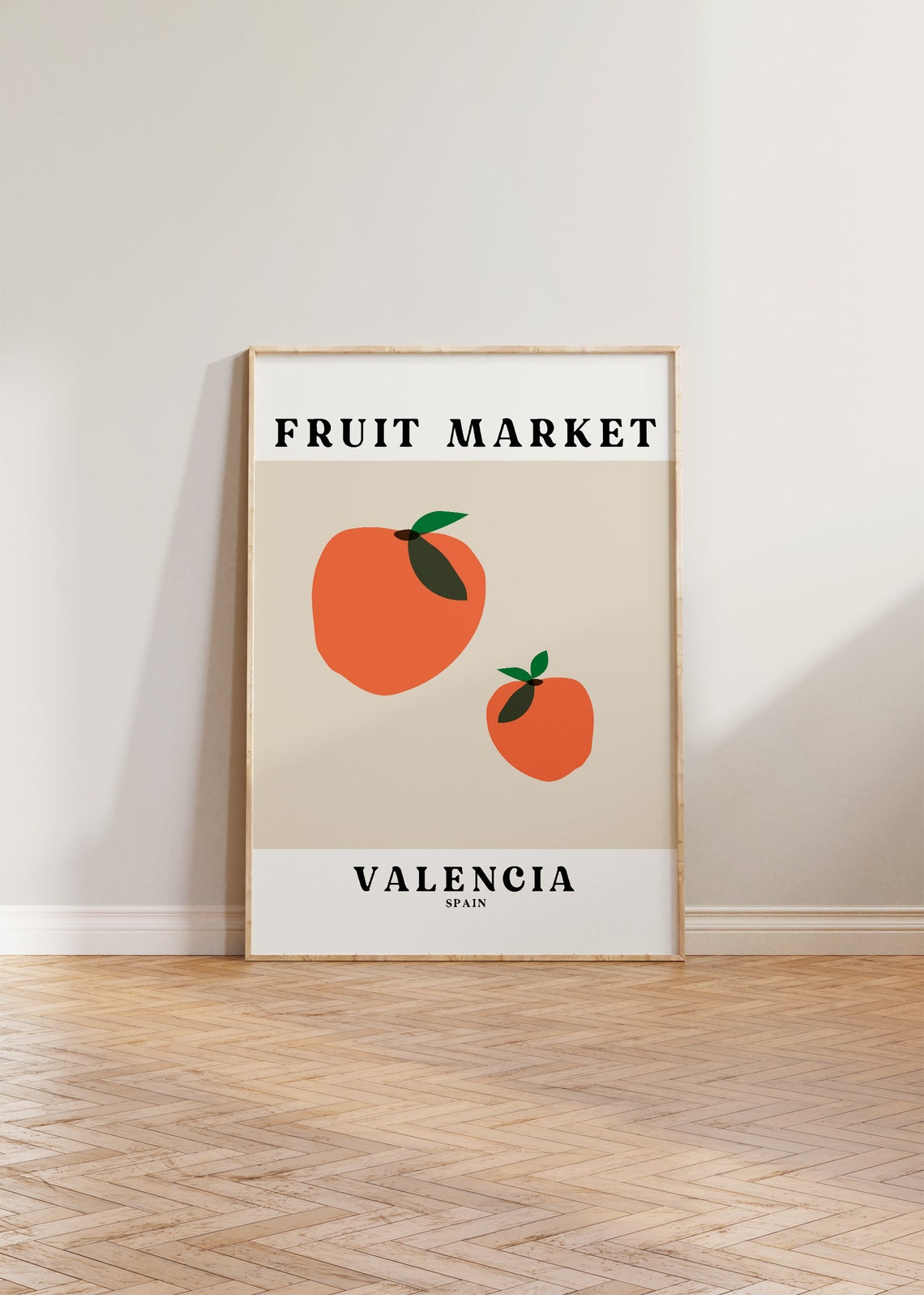 Fruit Market Valencia Spain Orange Minimalist Kitchen Wall Poster