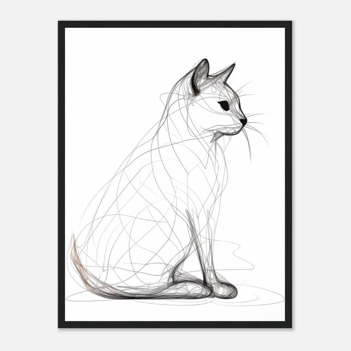 Minimalist Line Art Cat Sitting Elegant Feline Drawing Print Cat Lover Art - Image 4