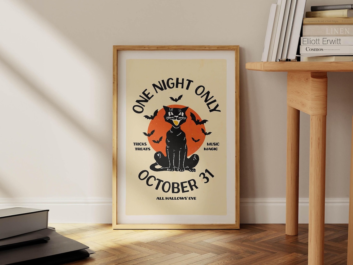 Retro Halloween Art Print, Kitchen Wall Decor