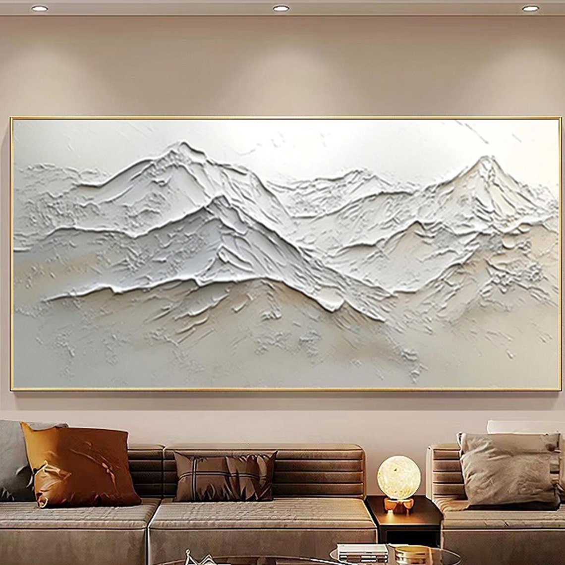 White Snow Mountain Range 3D Textured Minimalist Panoramic Poster - Image 3