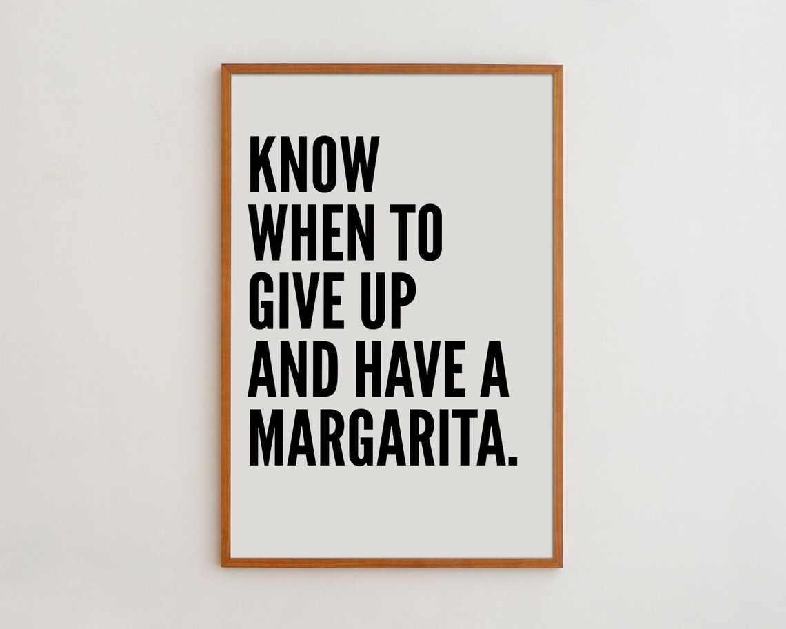 Margarita Typography Art Print, Black And White