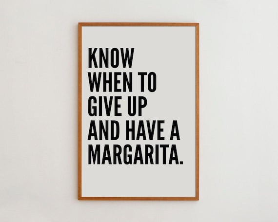 Margarita Typography Art Print, Black And White