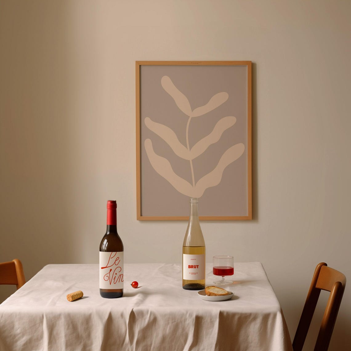 Minimal Taupe Botanical Leaf Branch Neutral Floral Serene Poster - Image 2