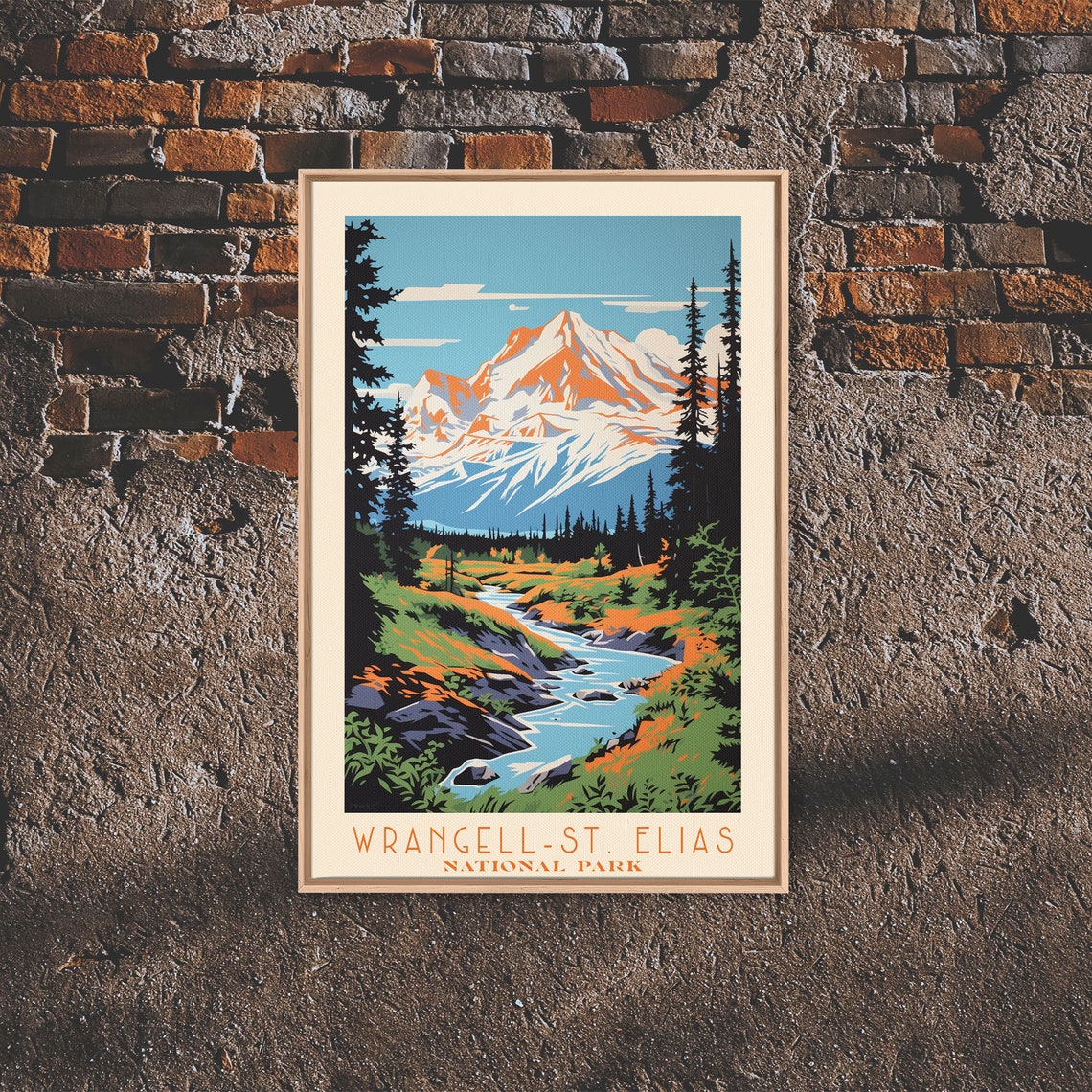 Wrangell-St. Elias National Park Snowy Peak River Travel Poster - Image 2
