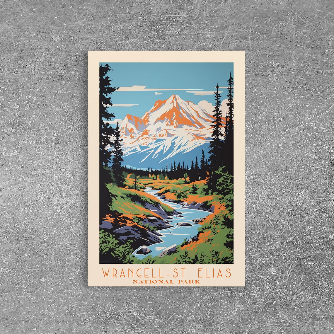Wrangell-St. Elias National Park Snowy Peak River Travel Poster - Image 3