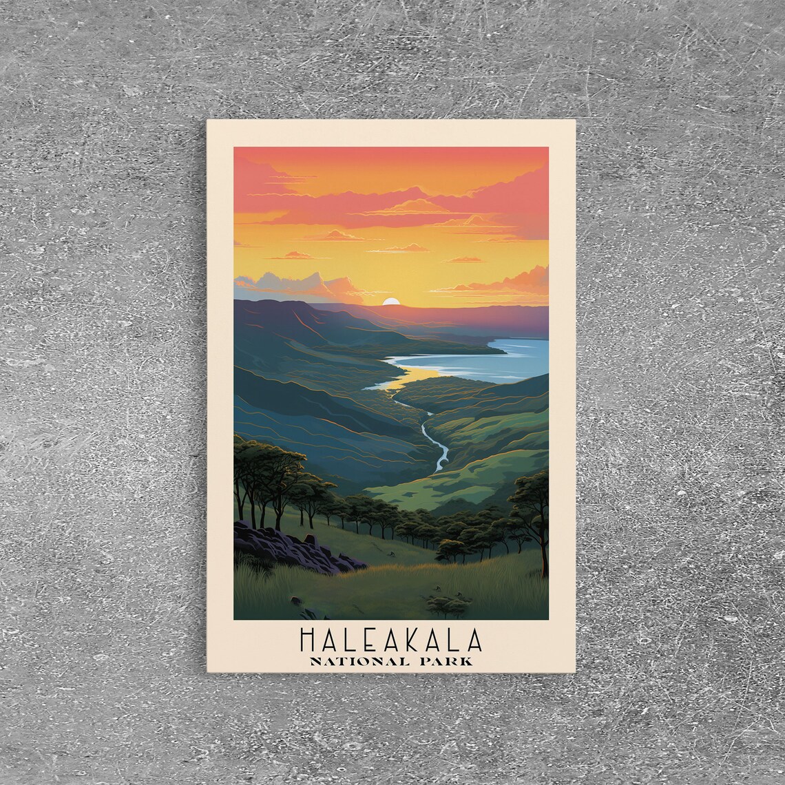 Haleakala National Park Sunset Crater Valley River Travel Poster - Image 3
