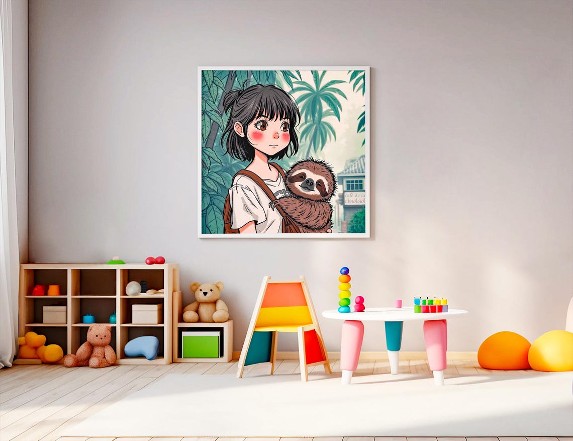 Sloth Watercolor Children's Room Illustration - Image 4