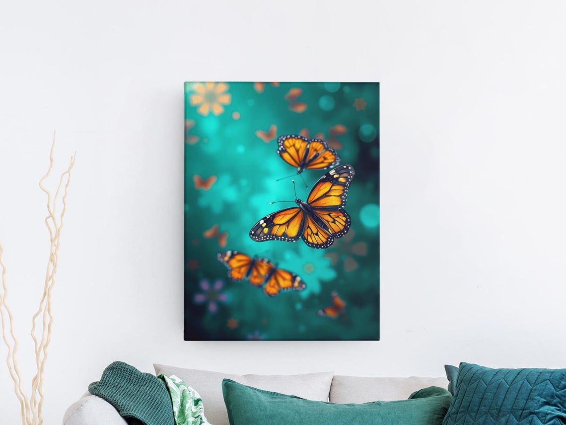 Butterflies Green Monarch Butterfly, Surrealistic Painting - Image 6