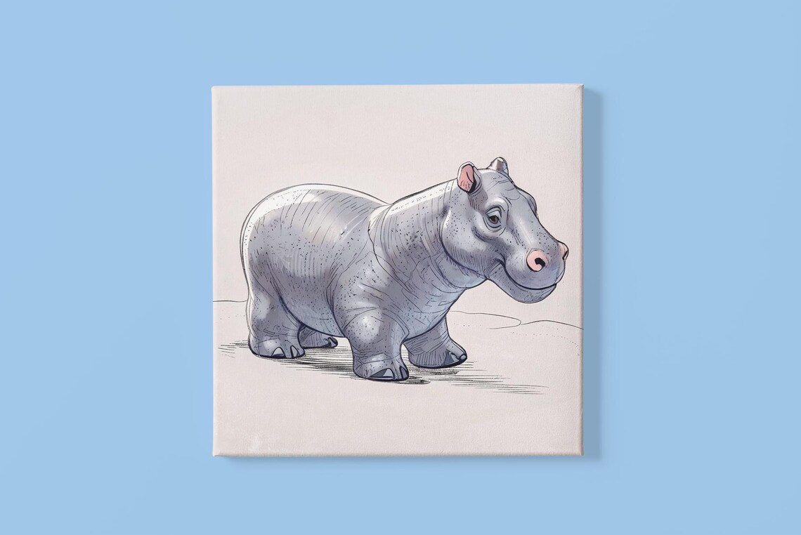 Hippo Lover Gift, Animal Poster For Kids - Image 5