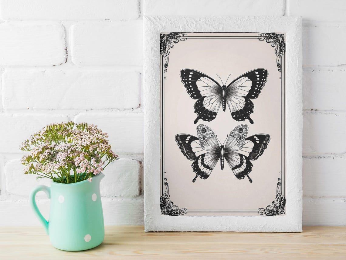 Vintage Butterfly Art Nouveau Poster Print - Image 5