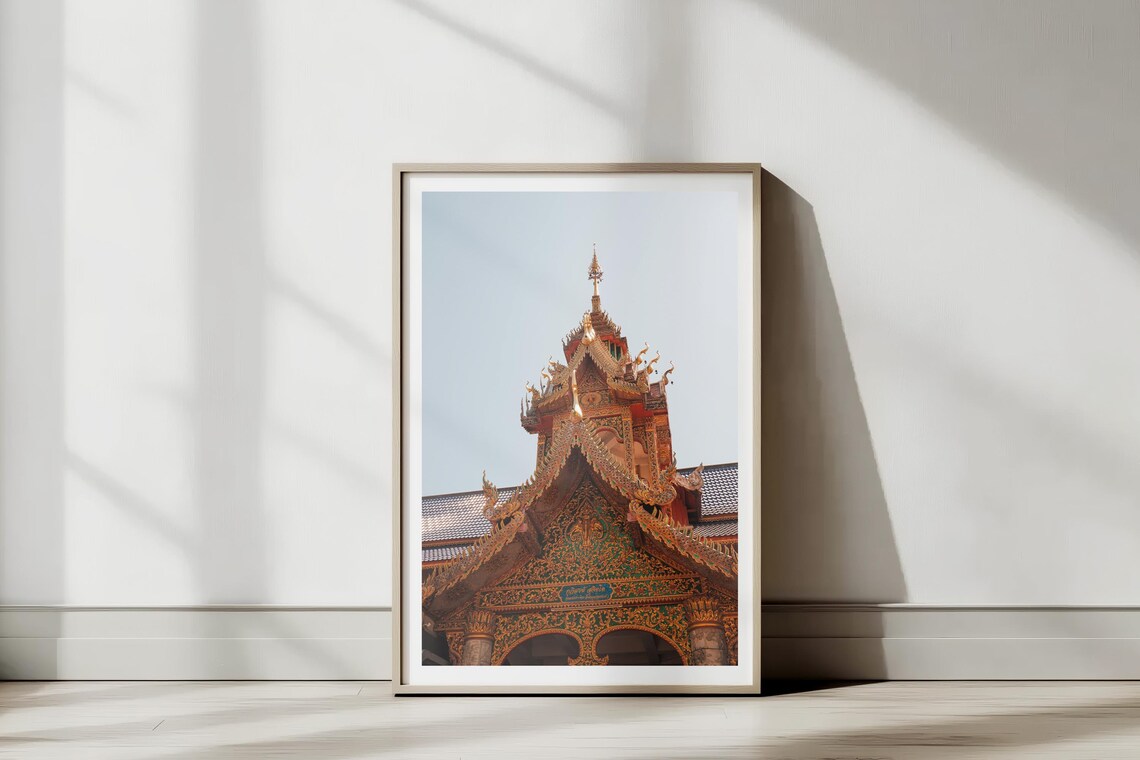 Ornate Thai Temple Roof Golden Carvings Architecture Art Poster