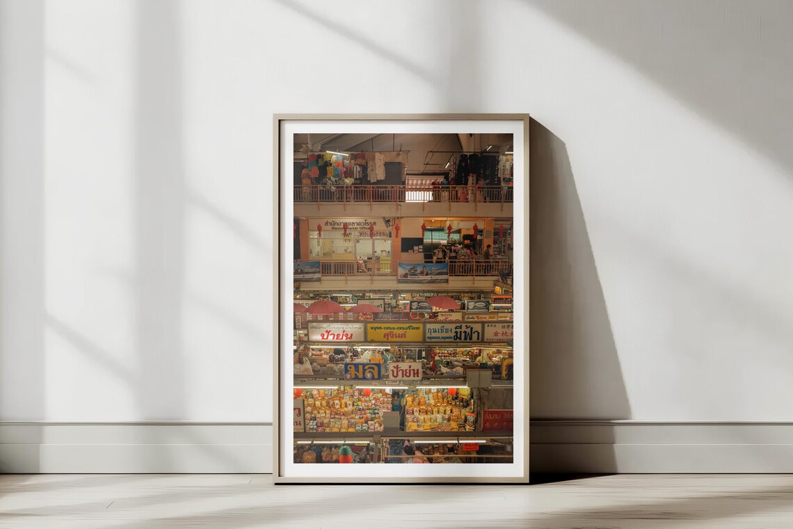 Indoor Thai Market Stalls Colorful Street Photography Poster