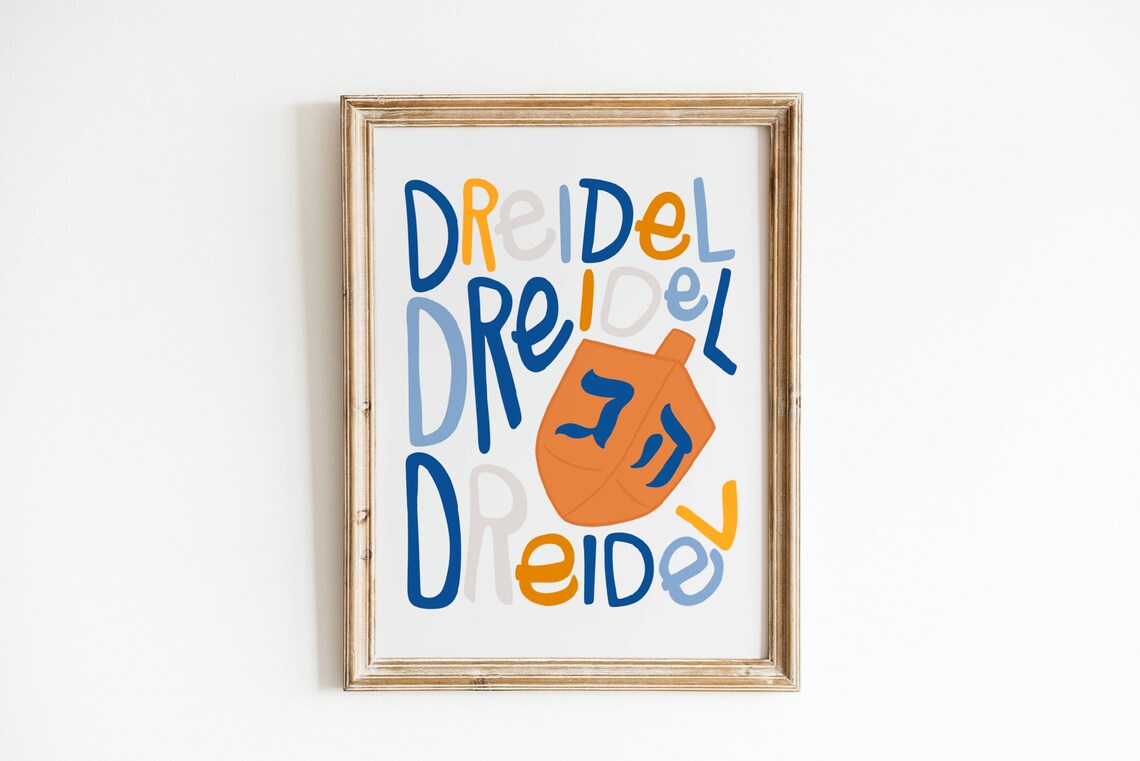 Dreidel Hanukkah Typography Colorful Holiday Wall Art Print Poster - Image 2