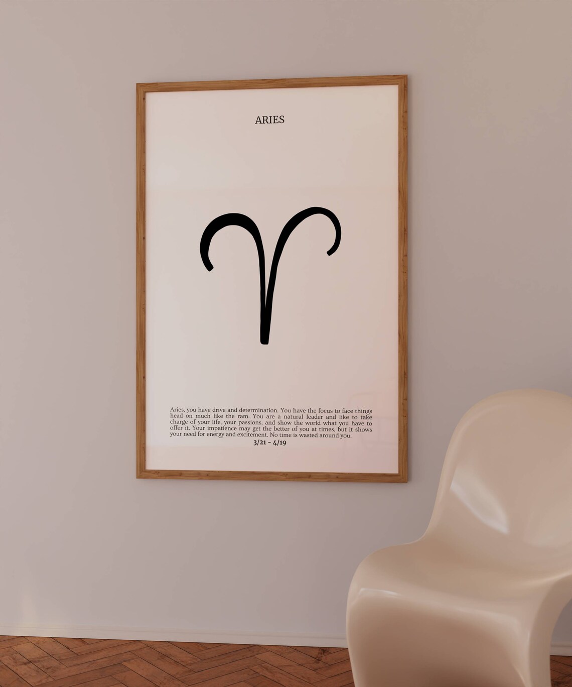 Aries Zodiac Sign Symbol Minimal Black And White Astrology Poster - Image 2