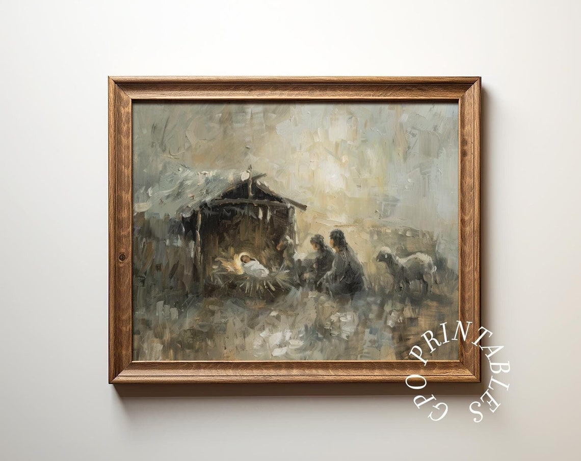 Nativity Scene Art Print, Bethlehem Christmas Decor