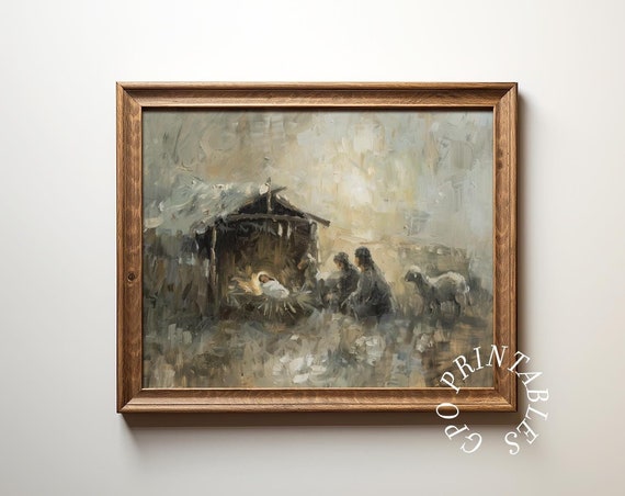 Nativity Scene Art Print, Bethlehem Christmas Decor