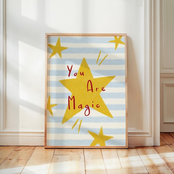 You Are Magic Print Nursery Wall Art Boho Kids Room Decor Inspirational Bedroom Typography Poster Illustration