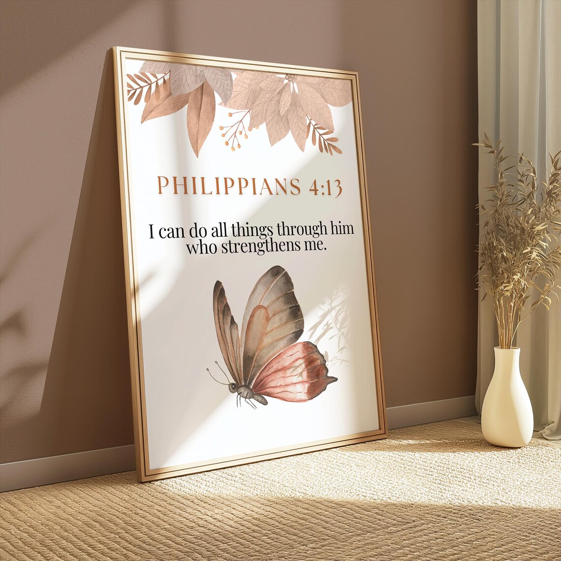 Philippians 4 13 Bible Verse Butterfly Watercolor Poster Faith Quote Art - Image 2