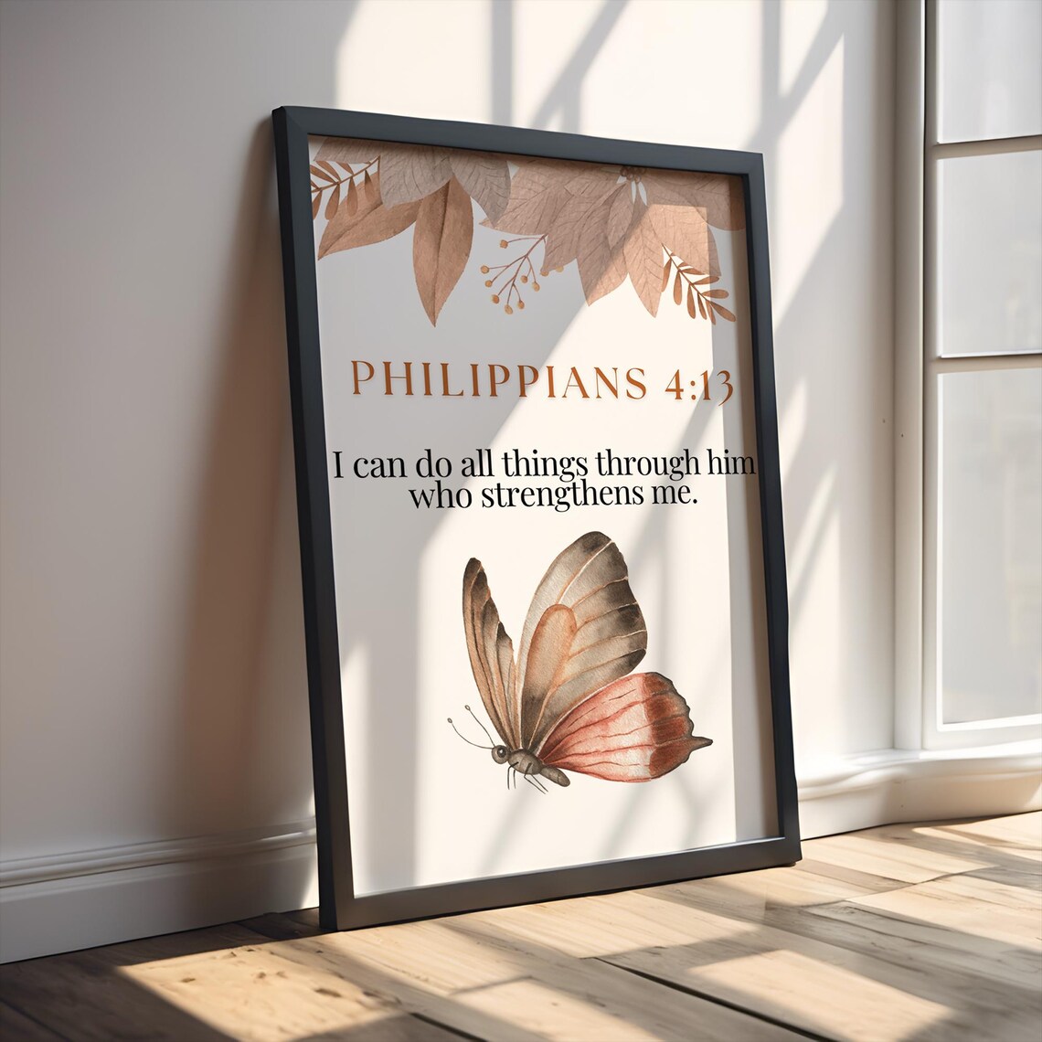 Philippians 4 13 Bible Verse Butterfly Watercolor Poster Faith Quote Art - Image 4