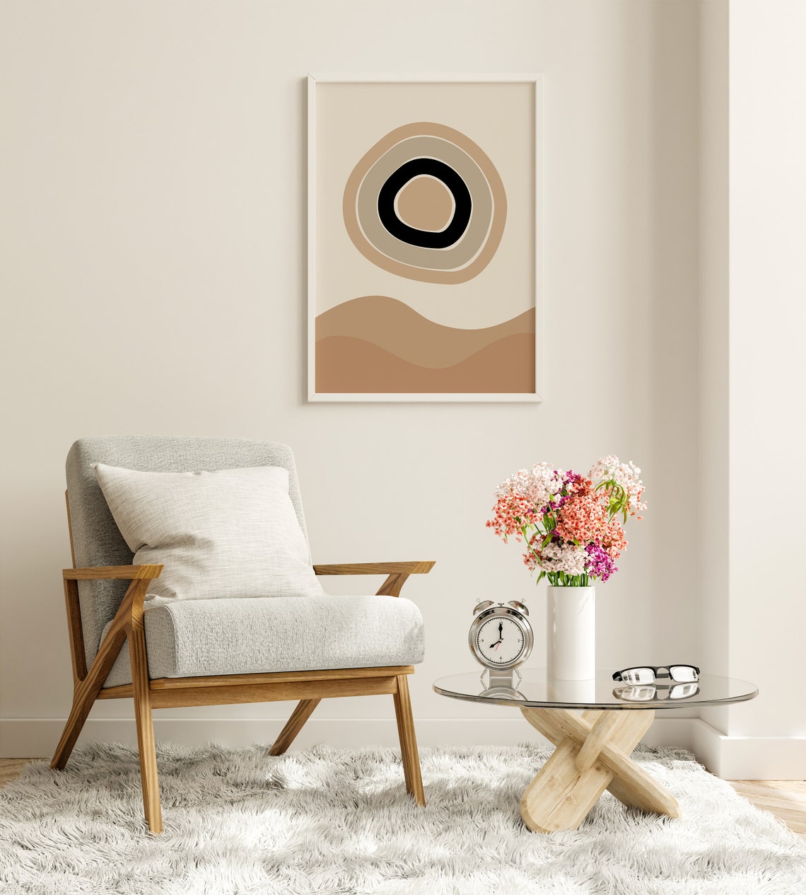 Concentric Circles Organic Rings Neutral Abstract Earth Poster - Image 8