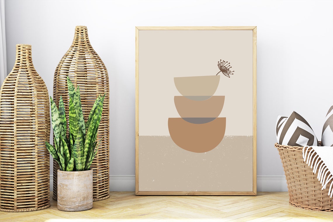 Abstract Stacked Half Circles Neutral Geometric Minimal Poster - Image 6