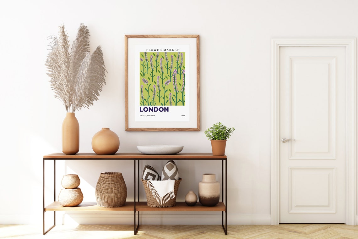 London Flower Market Lavender Sprigs Botanical Retro City Art Poster - Image 5