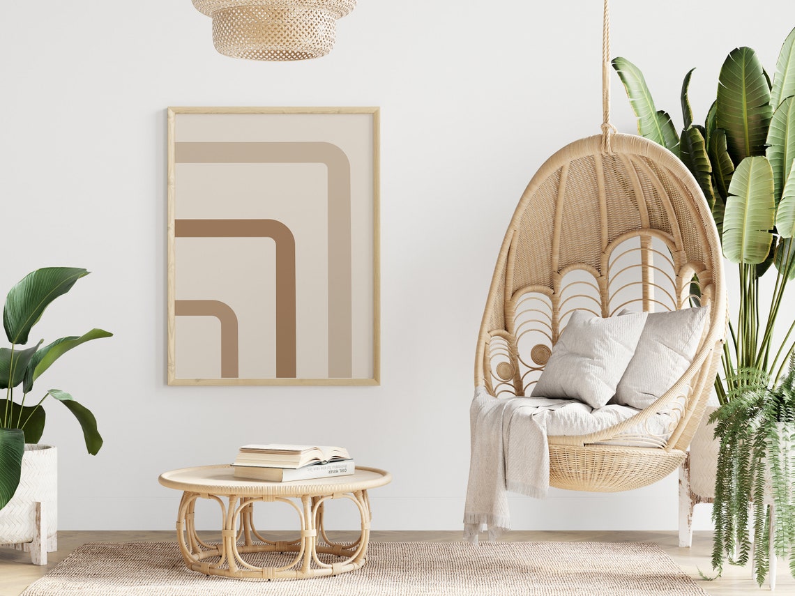 Neutral Geometric Corner Lines Minimalist Beige Abstract Poster - Image 3