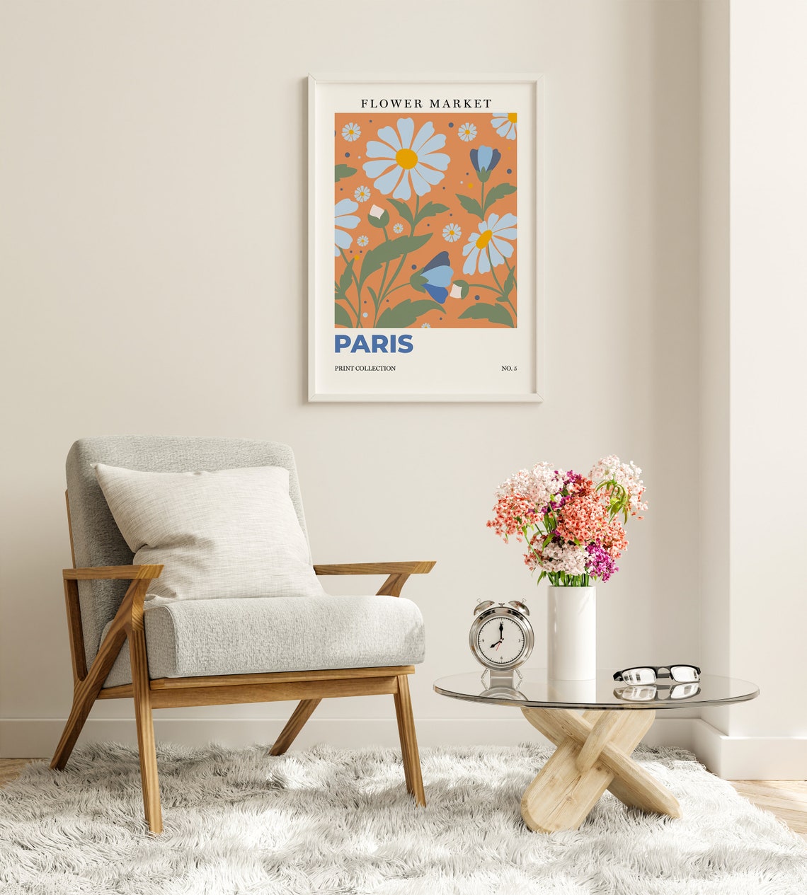 Paris Flower Market White Daisies Botanical Retro City Art Poster - Image 6
