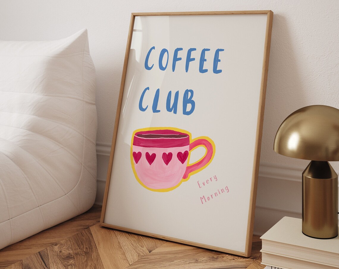 Coffee Club Pink, Minimalist Coffee Lover Gift