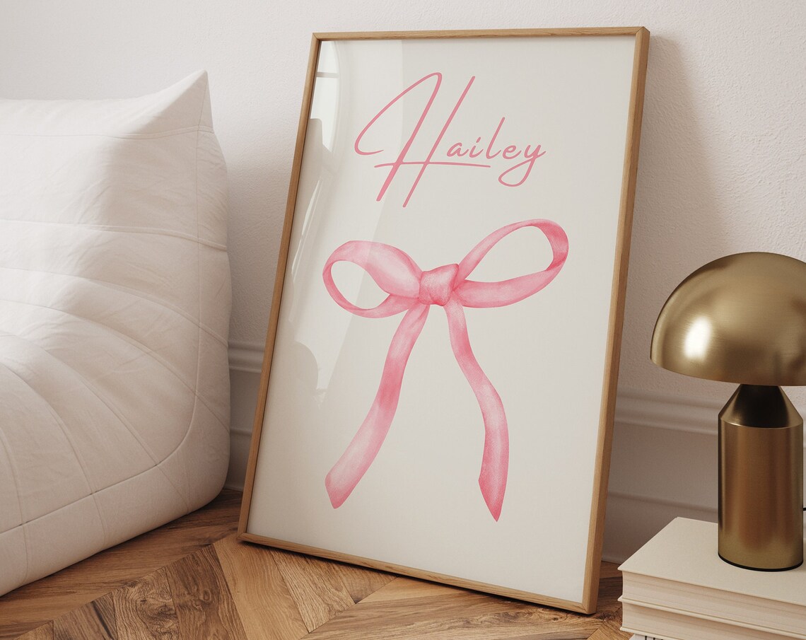 Customizable Nursery Poster, Personalized Name Bow