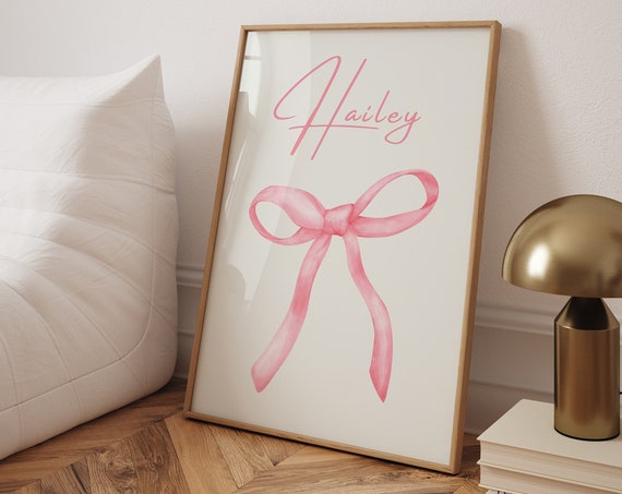 Customizable Nursery Poster, Personalized Name Bow