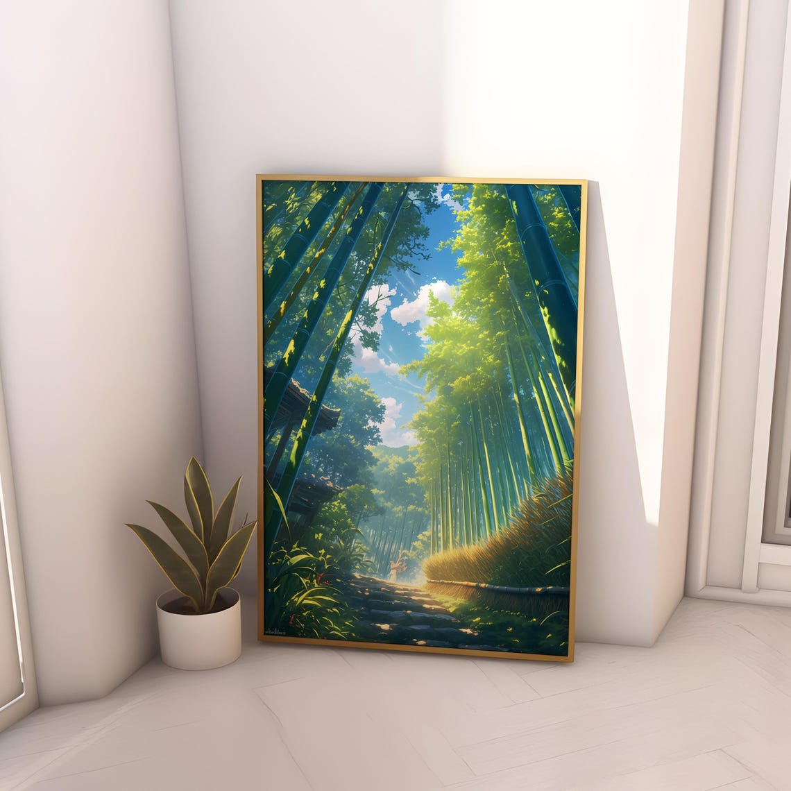 Arashiyama Bamboo Grove Path With Bright Sunlight Anime Poster - Image 4