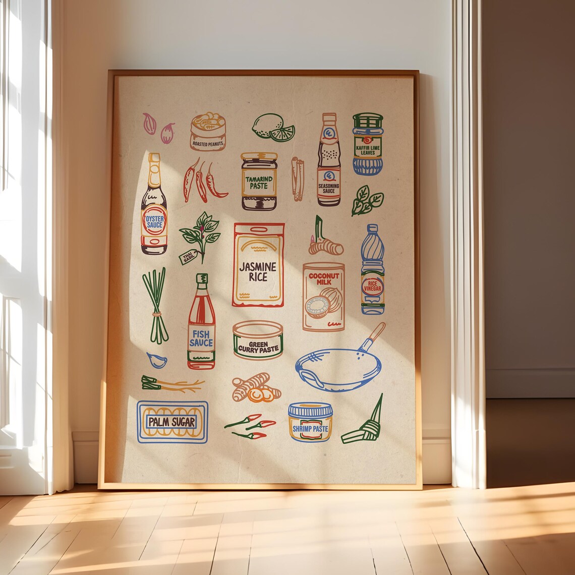 Thai Pantry Vintage Ingredient Illustration Art Print