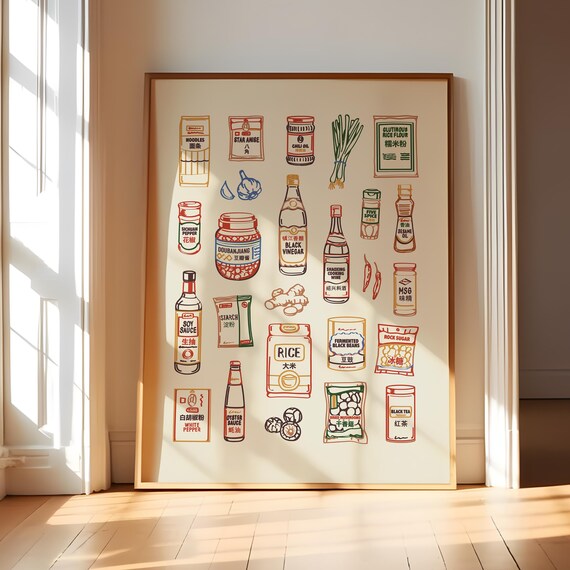 Chinese Kitchen Wall Art Pantry Print Printable Food Poster Asian Decor