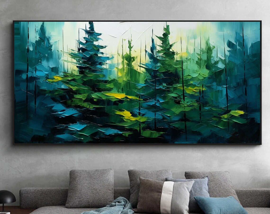 Abstract Forest Oil Painting, Minimalist Wall Art - Image 8