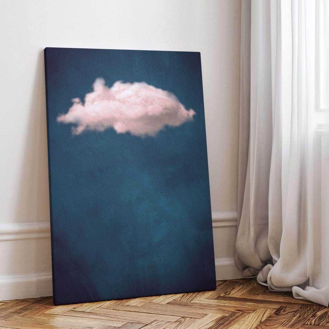 Pink Cloud On Deep Teal Abstract Surreal Sky Wall Decor Poster - Image 4