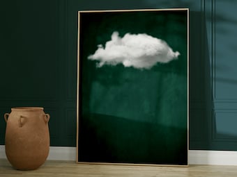 Emerald Green Cloud Abstract Art Print, Minimalist